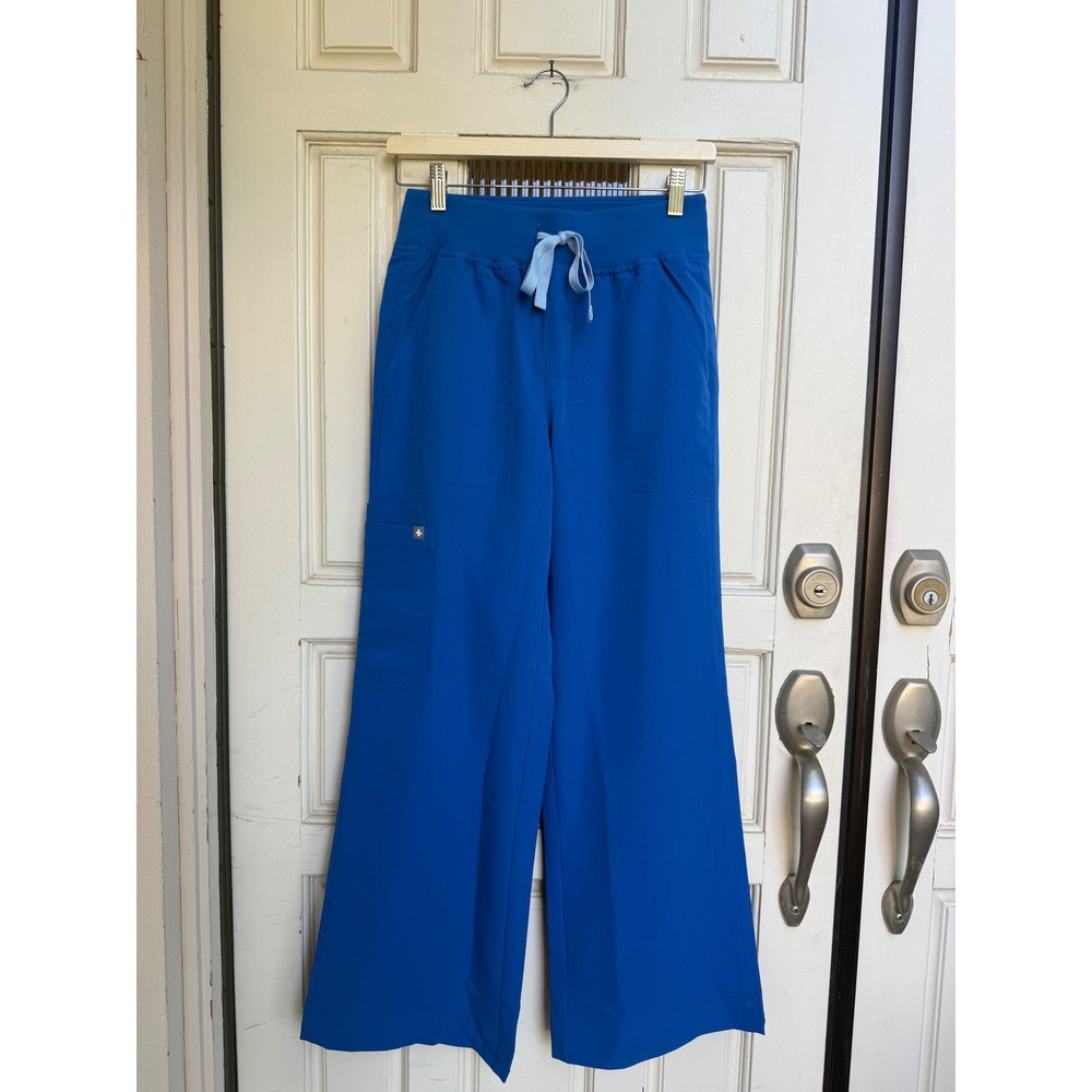 FIGS Isabel High Waisted Wide Leg Scrub Pants Royal Blue Size XS Petite NWT